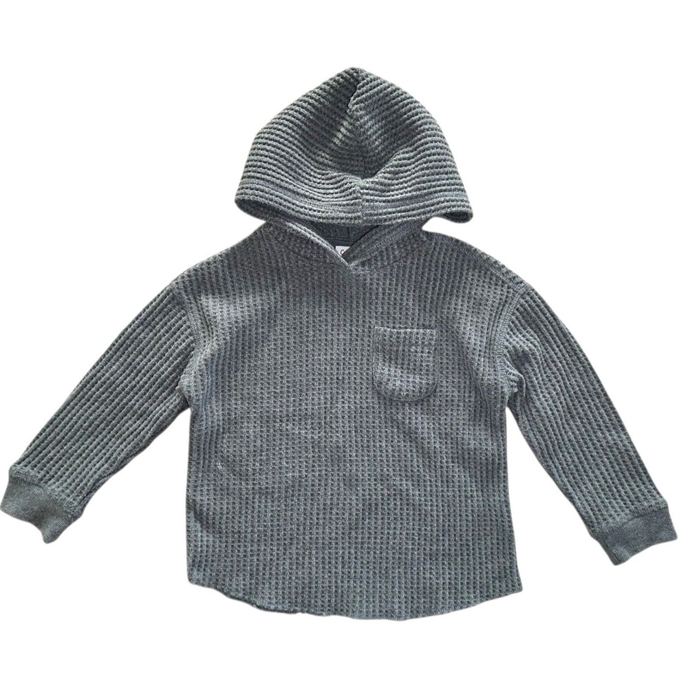Cat & Jack Toddler Boy's Thermal Hooded Pullover Sweatshirt Size 3T Charcoal